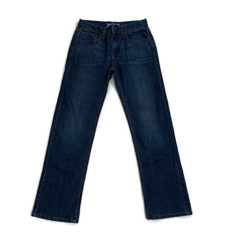 Nautica Boy's Size 12 5-Pocket Denim Jeans Blue Straight Fit Stretch EUC